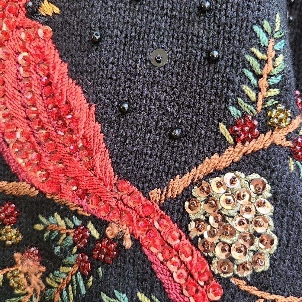 Tiara International Christmas Collection 2004 Beaded Cardigan Sweater, Size L - Picture 7 of 9